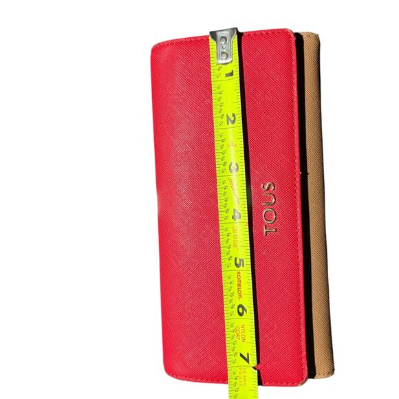 Tous Wallet Bag Red Brown 7" Coin Purse Trifold Zip - Picture 9 of 9